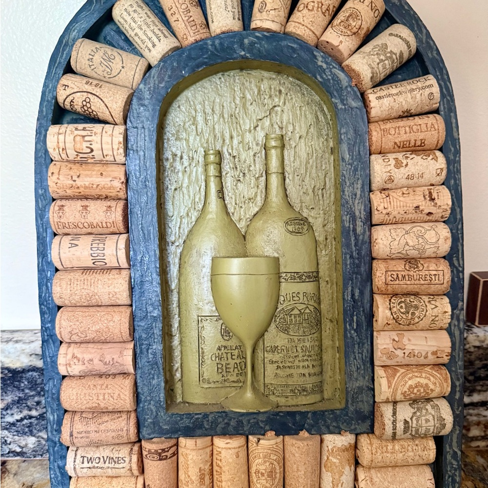 Wine Cork Wall Art with Bottles and Glass